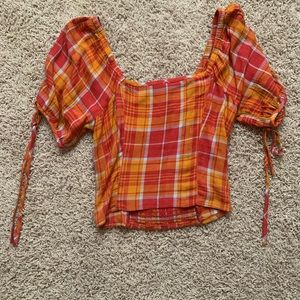 Crop top plaid shirt